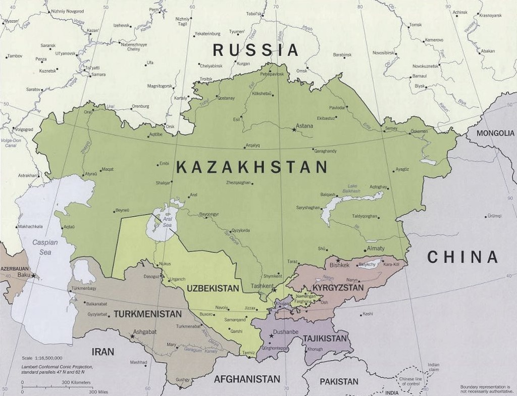 Central Asia on the map